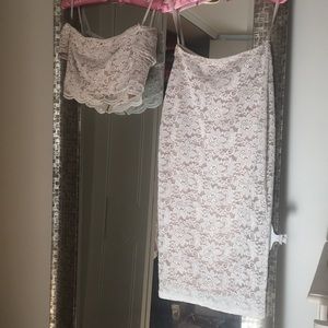 Two piece, white lace set. Skirt and top.